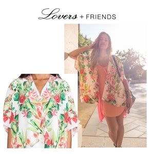 LOVERS & FRIENDS Lovebirds Tropical Floral Kimono